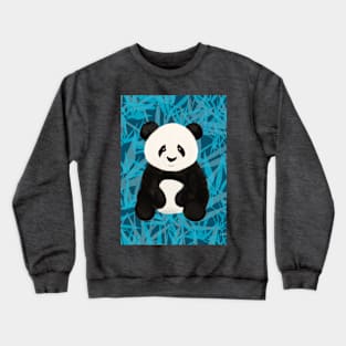 Panda Bear with a Blue Background Crewneck Sweatshirt